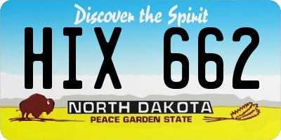ND license plate HIX662