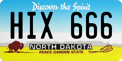 ND license plate HIX666