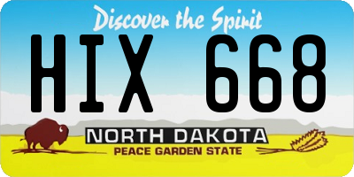 ND license plate HIX668