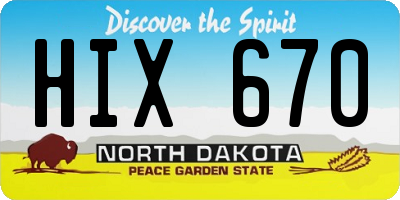 ND license plate HIX670