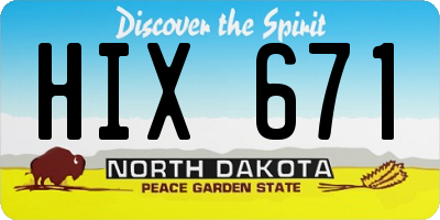 ND license plate HIX671