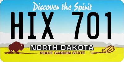 ND license plate HIX701