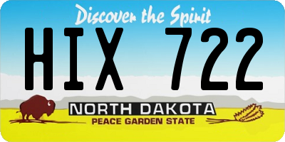 ND license plate HIX722