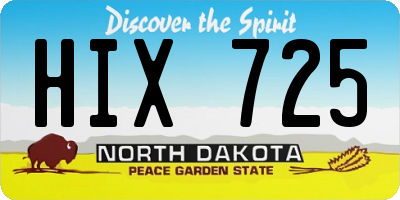 ND license plate HIX725