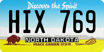 ND license plate HIX769