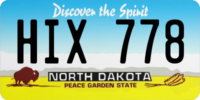 ND license plate HIX778
