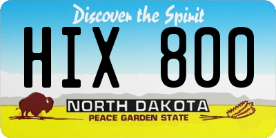 ND license plate HIX800