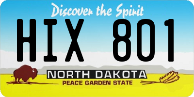 ND license plate HIX801