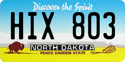 ND license plate HIX803