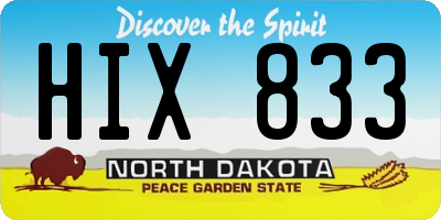 ND license plate HIX833