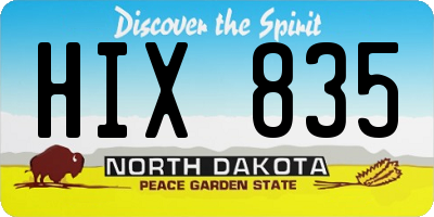 ND license plate HIX835