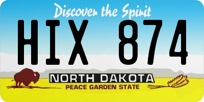 ND license plate HIX874