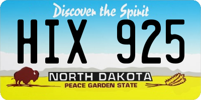 ND license plate HIX925