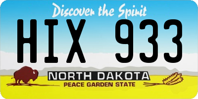 ND license plate HIX933