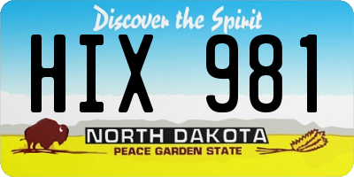 ND license plate HIX981