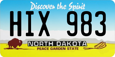 ND license plate HIX983