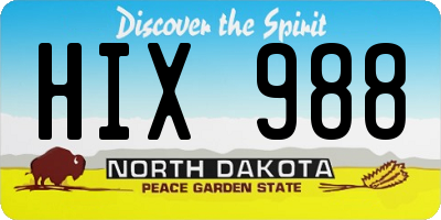 ND license plate HIX988