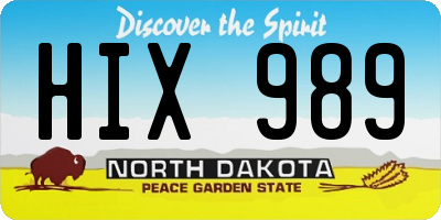 ND license plate HIX989