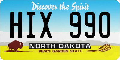 ND license plate HIX990
