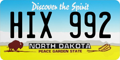 ND license plate HIX992