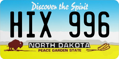ND license plate HIX996