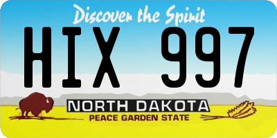 ND license plate HIX997