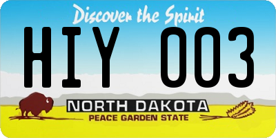 ND license plate HIY003