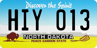 ND license plate HIY013