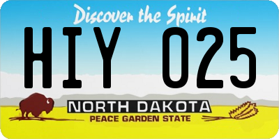 ND license plate HIY025