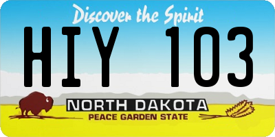ND license plate HIY103