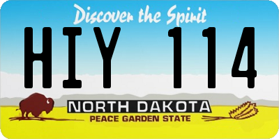 ND license plate HIY114
