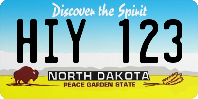 ND license plate HIY123