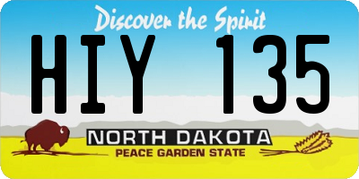 ND license plate HIY135