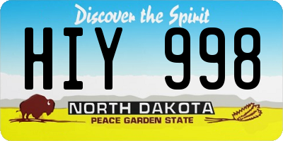 ND license plate HIY998
