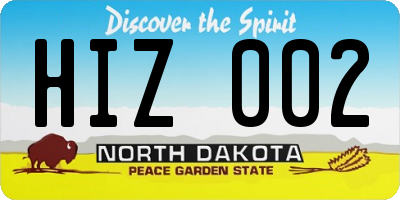 ND license plate HIZ002