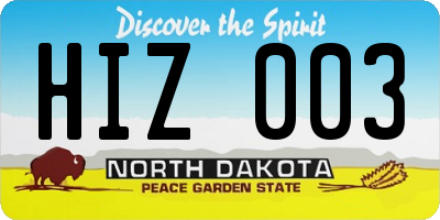 ND license plate HIZ003