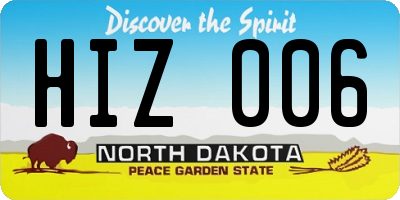 ND license plate HIZ006