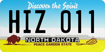 ND license plate HIZ011