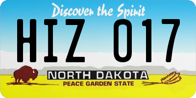ND license plate HIZ017