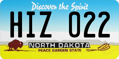 ND license plate HIZ022