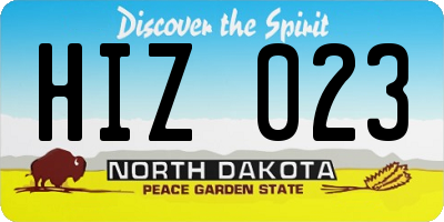 ND license plate HIZ023
