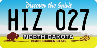 ND license plate HIZ027