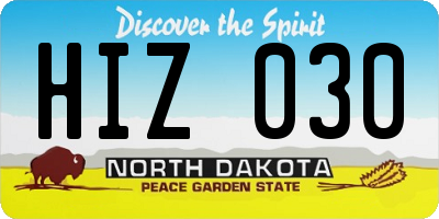 ND license plate HIZ030