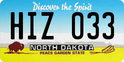 ND license plate HIZ033