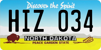 ND license plate HIZ034