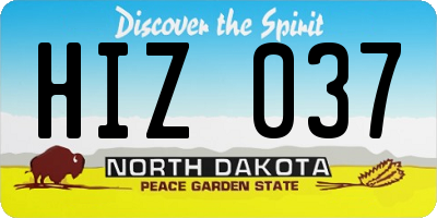 ND license plate HIZ037