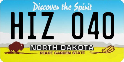 ND license plate HIZ040