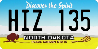 ND license plate HIZ135