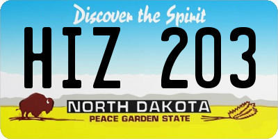 ND license plate HIZ203