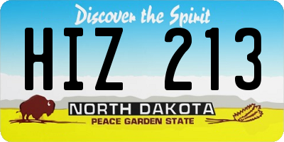 ND license plate HIZ213